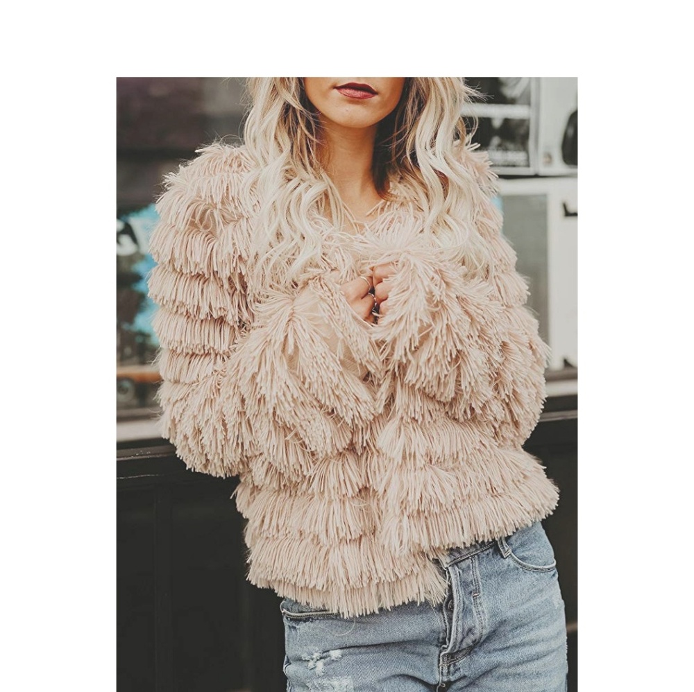 🍾HP🍾ROMINA Apricot Faux Fur Coat - Picture 6 of 7